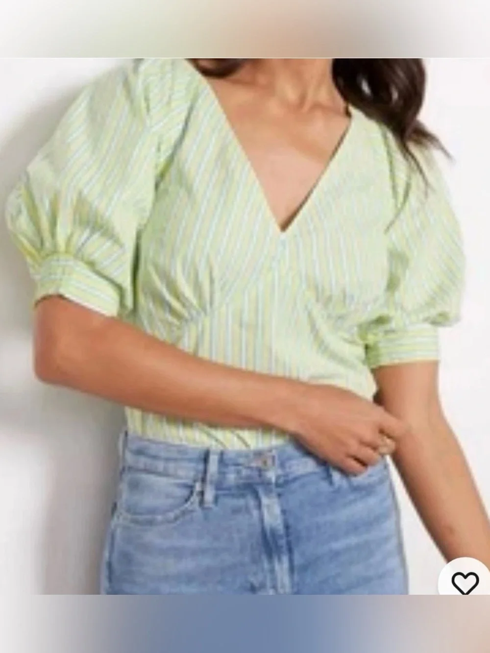 Anthropology Sanctuary Light Green Striped Blouse Size: Medium